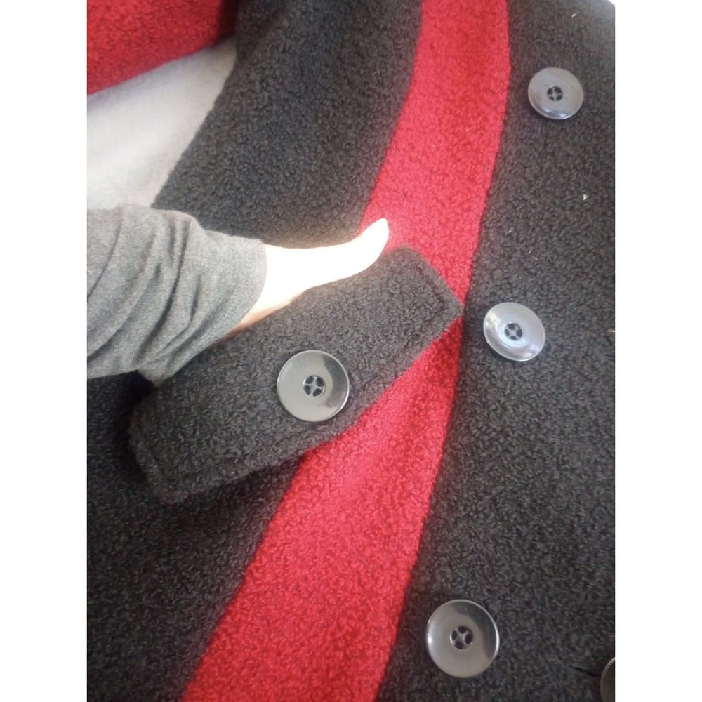 Mark Reed Red Black Statement Wool Trench Dress Jacket Size 12P Lined Old Money - Picture 10 of 13